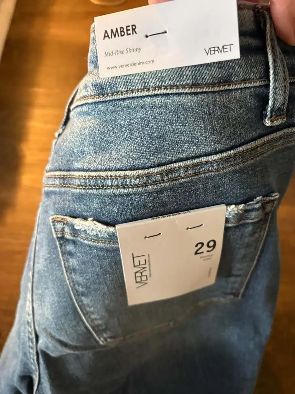 Vervet Amber Mid-Rise Distressed Button Fly Skinny Jeans
